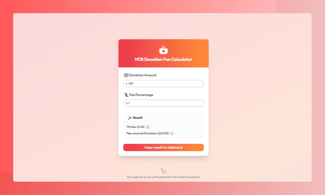 HCB Fee Calculator